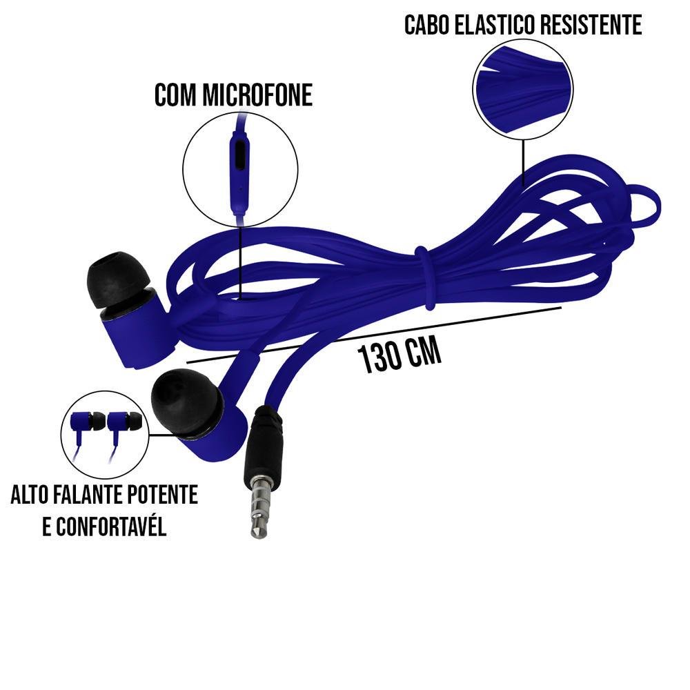 Fone de Ouvido Maxmidia Super Bass Azul KaBuM