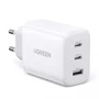 Carregador Rápido Ugreen 2 Em 1, USB C E A Gan Pd 65w, Branco