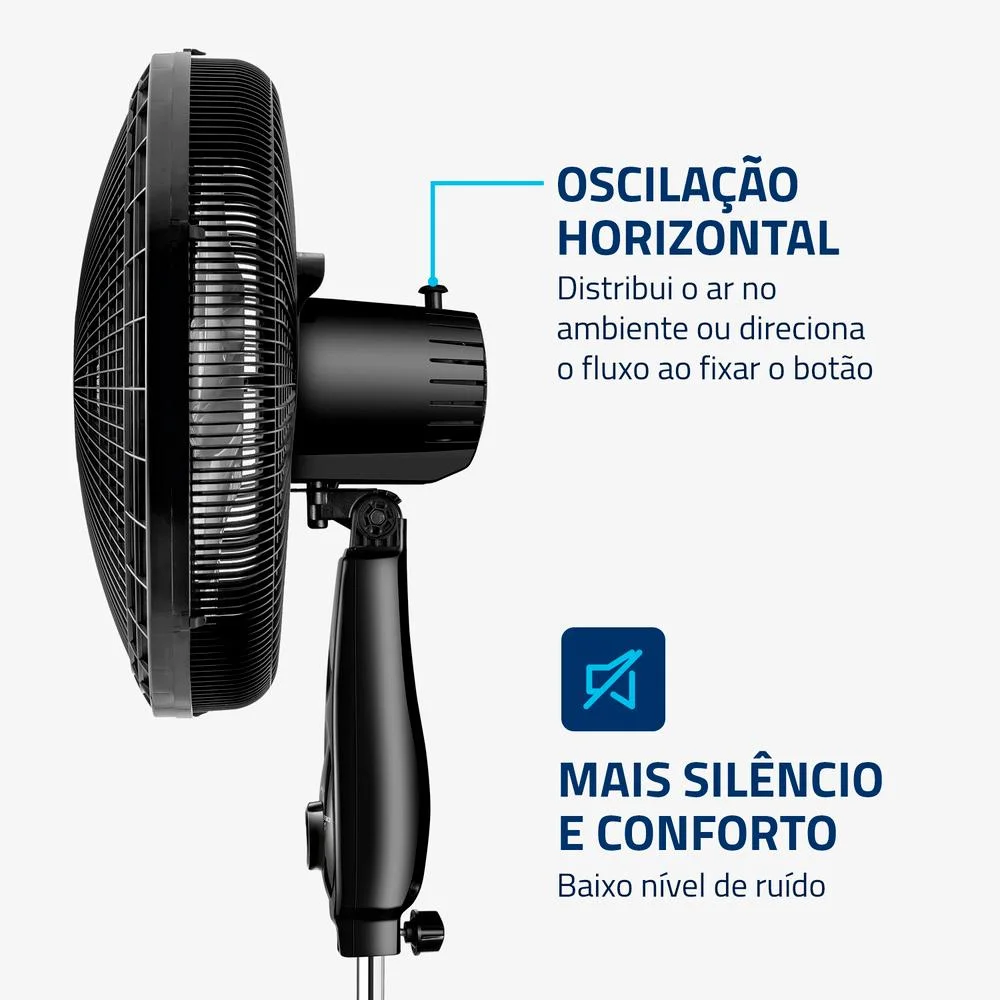 Ventilador De Coluna Mondial Vsp-40c Super Power, Com 3 Velocidades, Modo Silencioso, Preto/Prata, 220V Ventilador De Coluna Mondial Vsp-40c Super Power, Com 3 Velocidades, Modo Silencioso, Preto/Prata, 220V