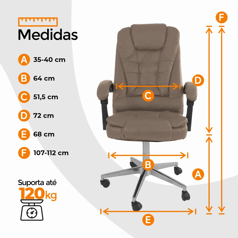 Kit 2 Cadeiras De Escritório Presidente Reclinável, Bege