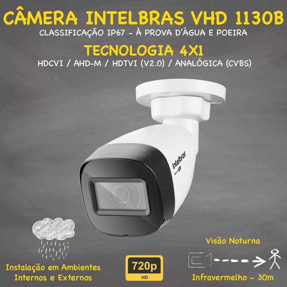 Kit Intelbras, 8 Câmeras VHD 1130B + DVR 1016-c, 16 Canais, HD 500GB