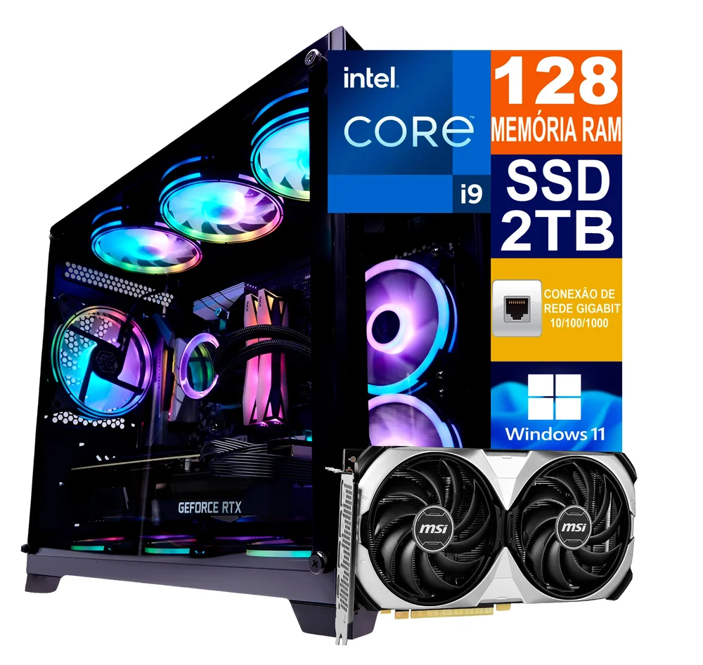 PC Gamer Tech Power Shop Intel I9 128GB RAM KaBuM
