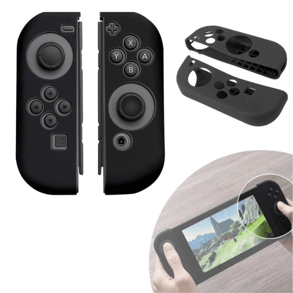 Capa Case Silicone Radalishop, Para Nintendo Switch Joycon, Proteção Para Controle Joy Con, Preto