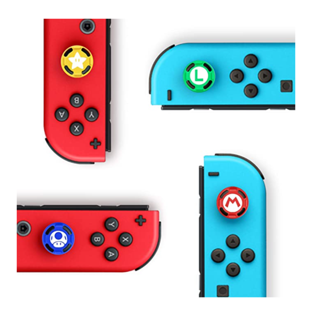 Kit 4 Grips Capa Analógico Radalishop Super Mario, Para Joy-con, Borrachinha, Nintendo Switch Kit 4 Grips Capa Analógico Radalishop Super Mario, Para Joy-con, Borrachinha, Nintendo Switch