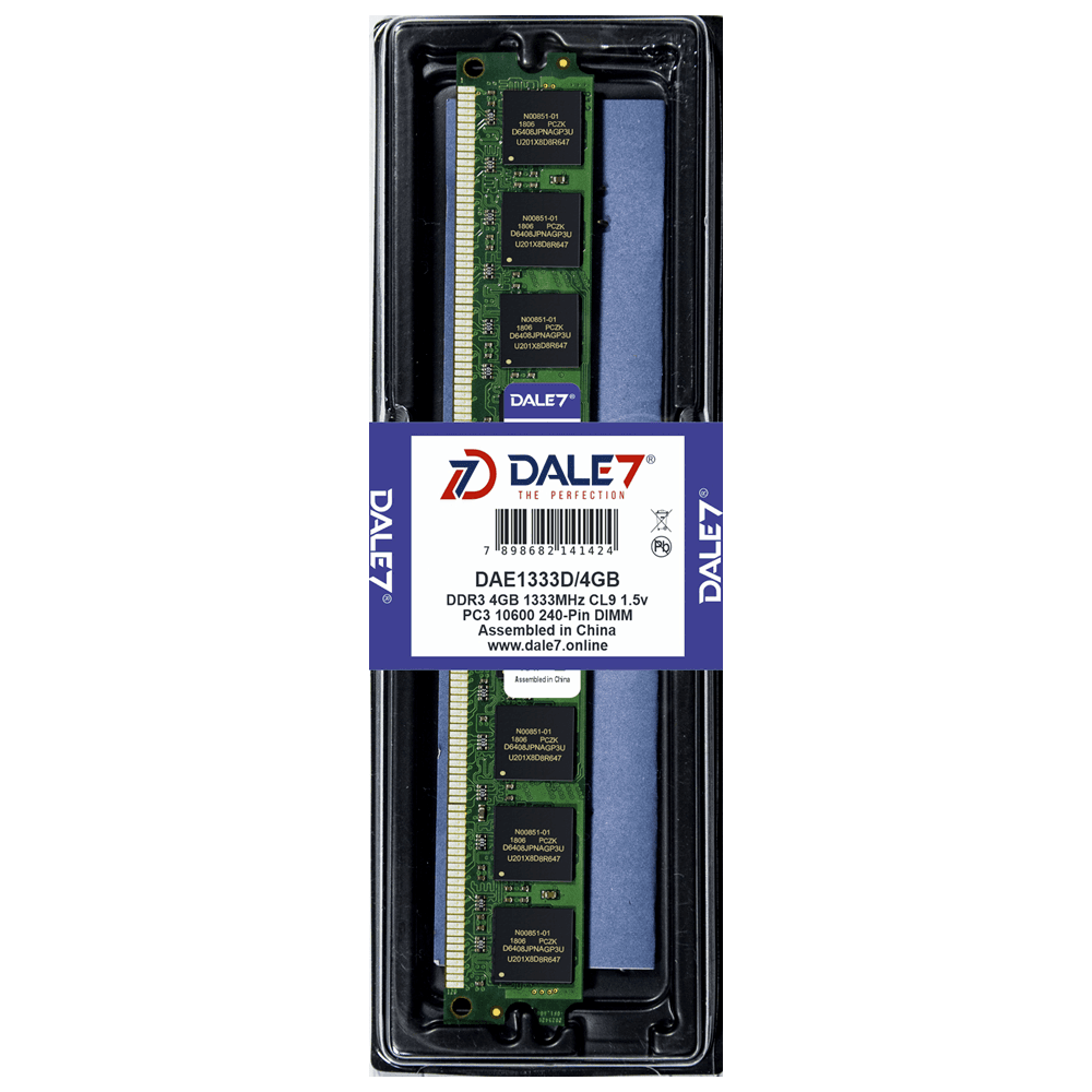 Memória Dale7, 4GB, 1333Mhz, DDR3, Desktop, 1.5v Memória Dale7, 4GB, 1333Mhz, DDR3, Desktop, 1.5v