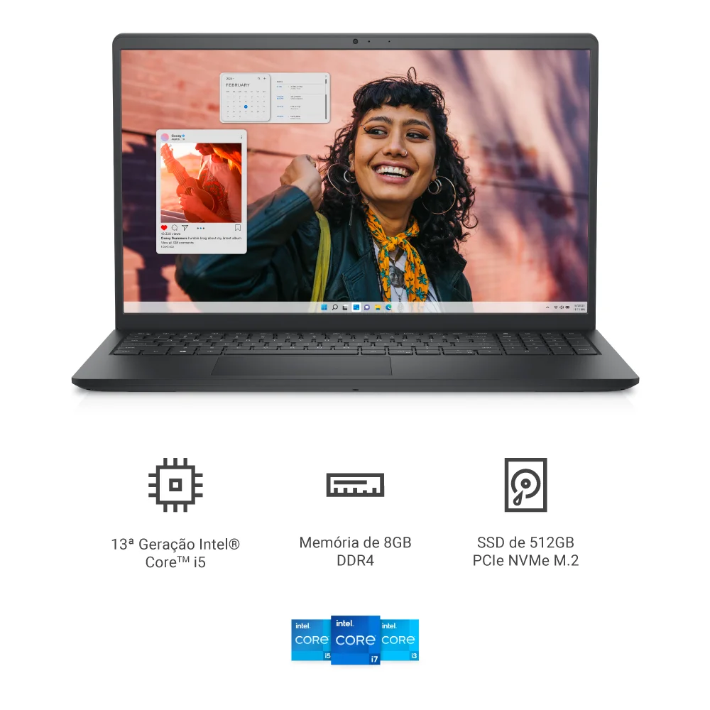Notebook Dell Inspiron I15-i1300-u30p 15.6" Full Hd 13ª Gen Intel Core I5 8gb 512gb SSD Linux Preto Carbono Notebook Dell Inspiron I15-i1300-u30p 15.6" Full Hd 13ª Gen Intel Core I5 8gb 512gb SSD Linux Preto Carbono