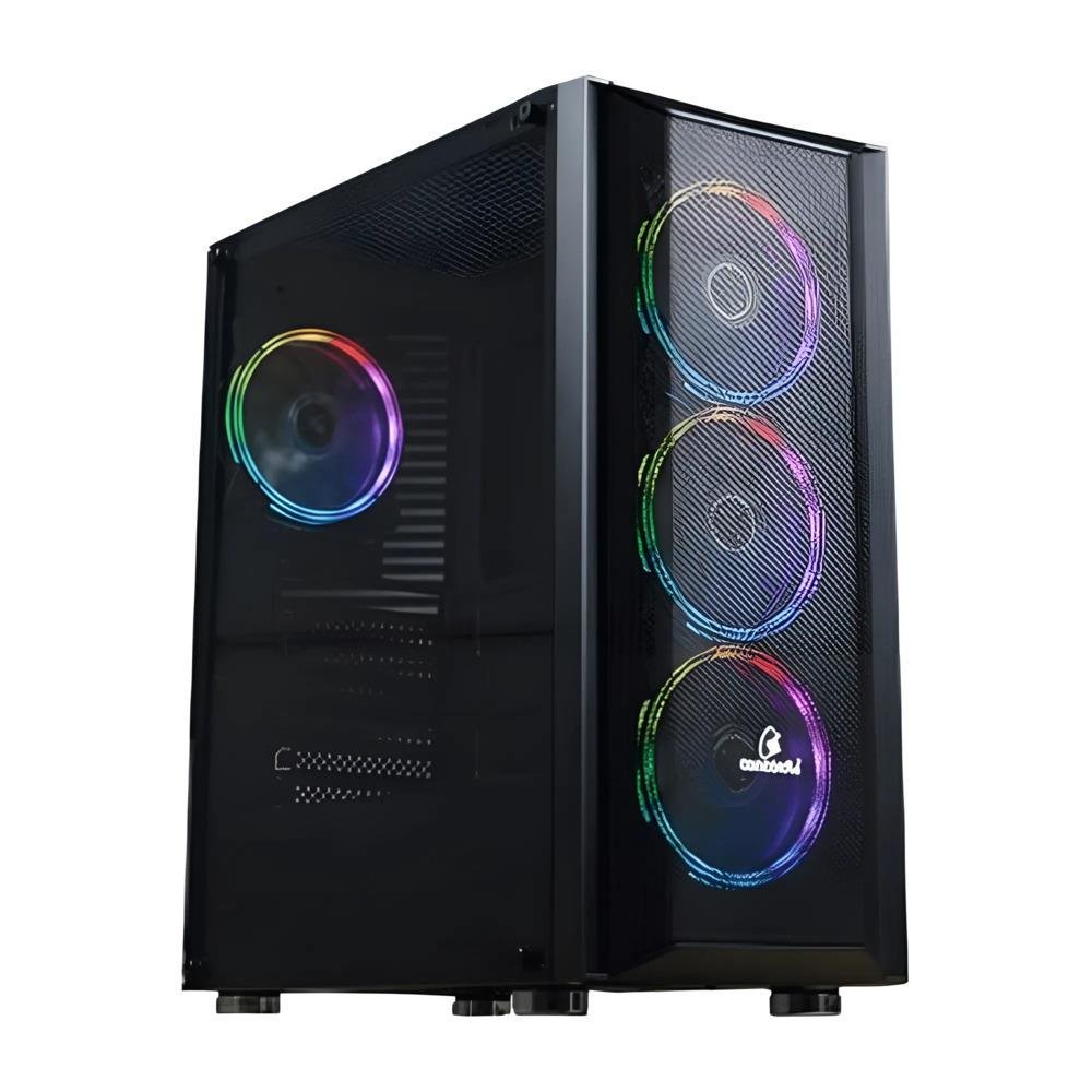 Gabinete Gamer Concórdia, Mid Tower, Lateral em Vidro Temperado, 4x Cooler Fans LED RGB, Preto Gabinete Gamer Concórdia, Mid Tower, Lateral em Vidro Temperado, 4x Cooler Fans LED RGB, Preto