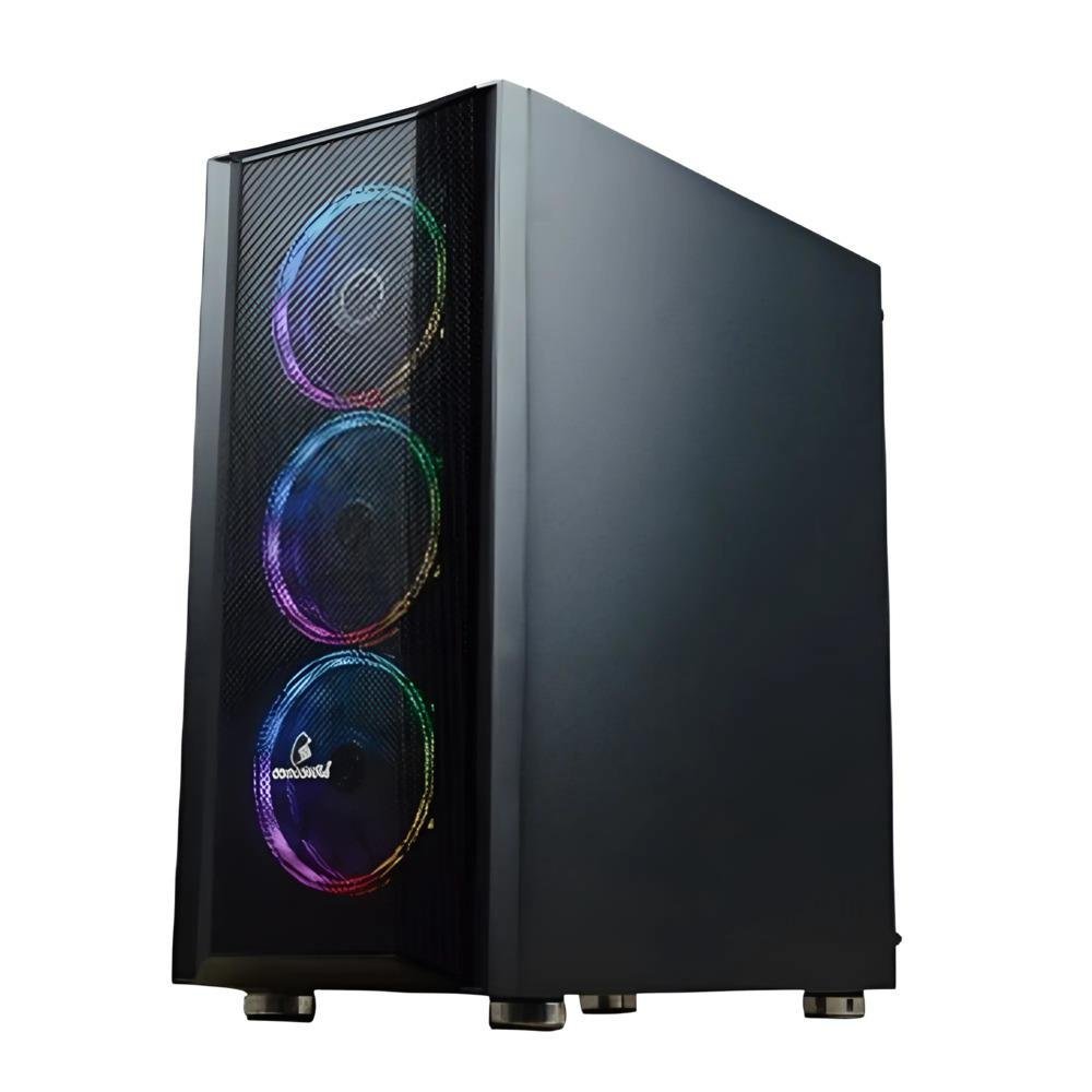 Gabinete Gamer Concórdia, Mid Tower, Lateral em Vidro Temperado, 4x Cooler Fans LED RGB, Preto Gabinete Gamer Concórdia, Mid Tower, Lateral em Vidro Temperado, 4x Cooler Fans LED RGB, Preto