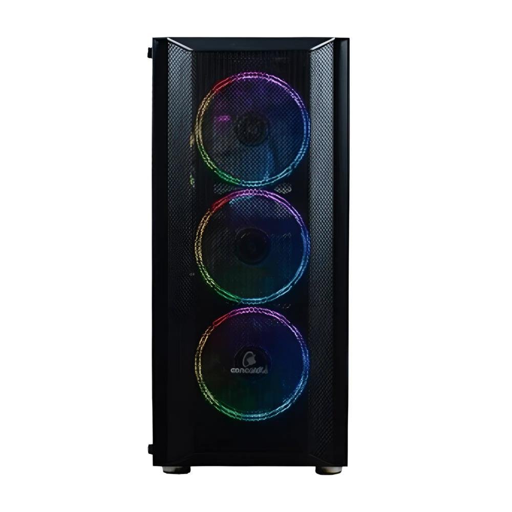 Gabinete Gamer Concórdia, Mid Tower, Lateral em Vidro Temperado, 4x Cooler Fans LED RGB, Preto Gabinete Gamer Concórdia, Mid Tower, Lateral em Vidro Temperado, 4x Cooler Fans LED RGB, Preto