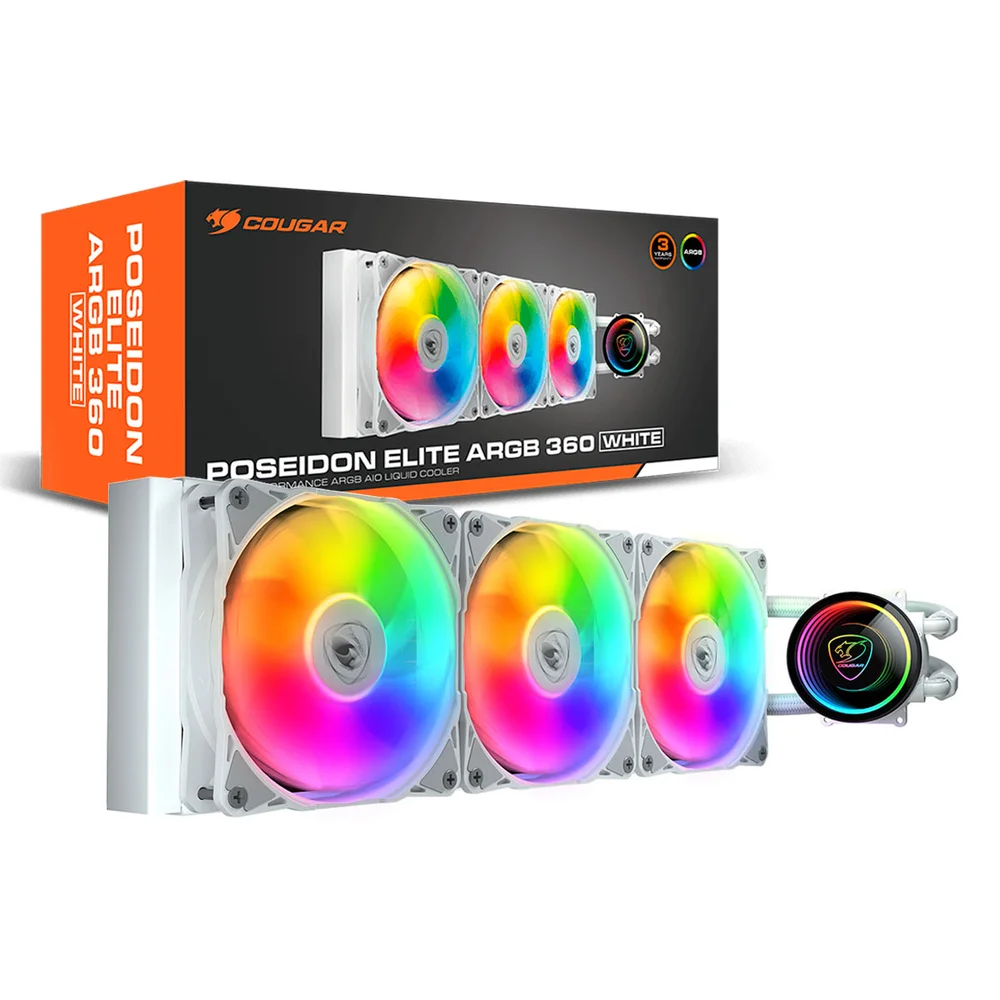 Water Cooler Cougar Poseidon Elite ARGB 360 White, Intel/amd, 360mm, Branco - 3mpsd360.0002 Water Cooler Cougar Poseidon Elite ARGB 360 White, Intel/amd, 360mm, Branco - 3mpsd360.0002