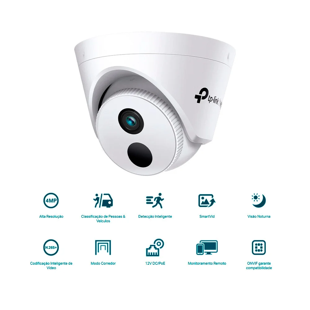 Camera Ip Cftv Poe Dome Interna Turret 4mp C/ Ir Vigi C440i