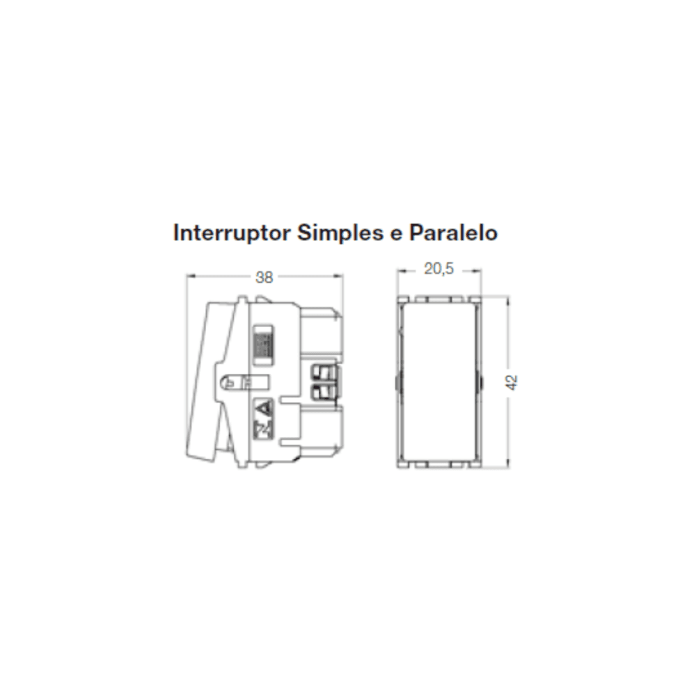Conjunto Interruptor 4x2 | 2 Teclas Simples 10a 250v