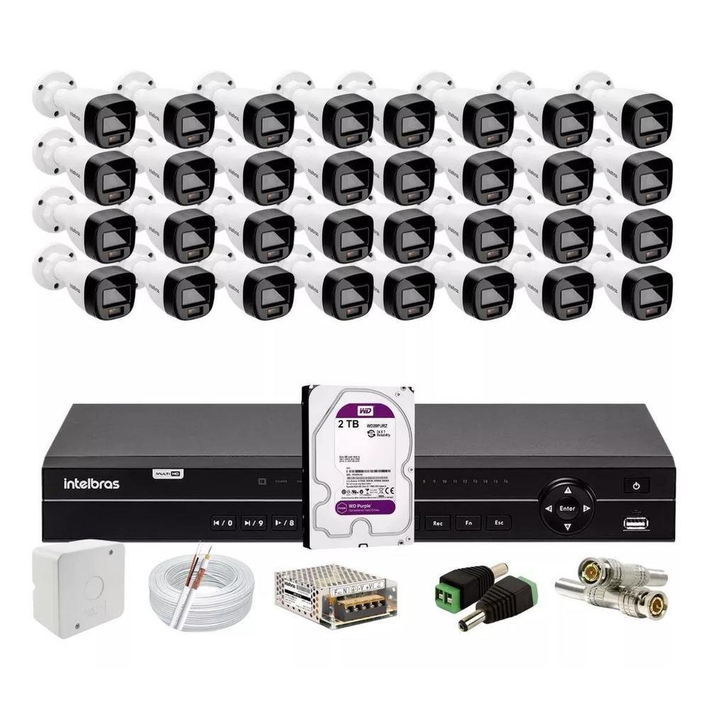 Kit Intelbras 32 Cameras Vhd 1120b Full Color,dvr 32ch Mhdx 1232 Hd 2TB