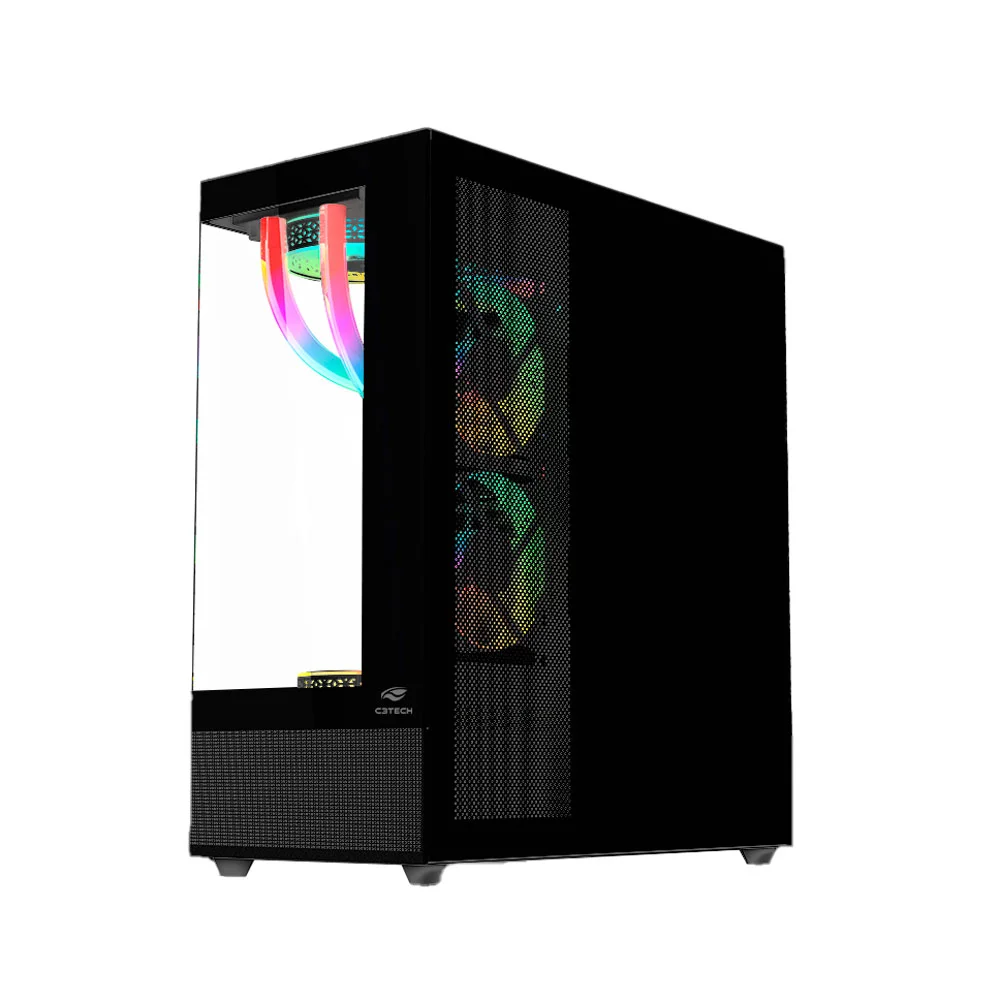 Gabinete Gamer C3tech, Mid Tower, RGB, Com Fan, Lateral e Frontal Em Vidro - Mt-g850bk Gabinete Gamer C3tech, Mid Tower, RGB, Com Fan, Lateral e Frontal Em Vidro - Mt-g850bk