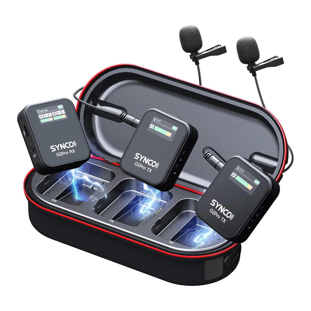 [新品]Synco G2A2 Pro ワイヤレスマイク Microfone De Lapela Synco G2a2 Pro 24Ghz Case