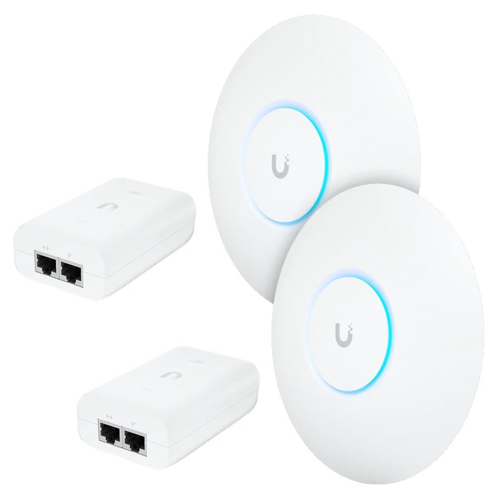 2 Roteadores Wi-fi 6 Access Point 3.0 Gbps + 2 Injetores Poe+ | 2 U6+ Ubiquiti Com 2 Fontes 48v 30w