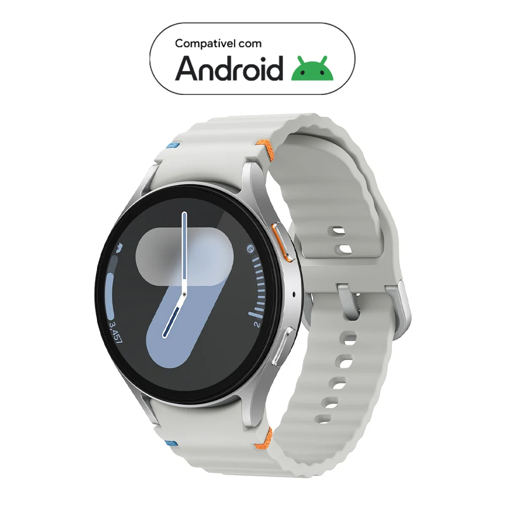Samsung Galaxy Watch7 Smartwatch 44mm Lte, Galaxy Ai, Tela Em Cristal De Safira Prata Samsung Galaxy Watch7 Smartwatch 44mm Lte, Galaxy Ai, Tela Em Cristal De Safira Prata