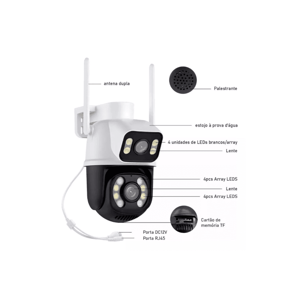 Kit 3 Câmera Importada Wi-fi Smart  Lente Dupla Externa