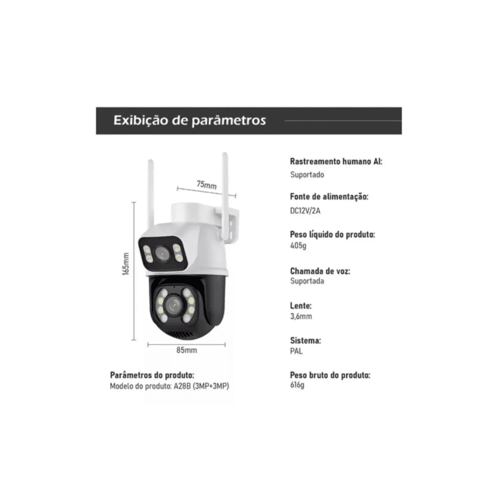 Kit 3 Câmera Importada Wi-fi Smart  Lente Dupla Externa