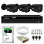 Kit 3 Câmeras Tudo Forte Bullet TF 2020 B Black Full HD 1080p Lente 2.8mm Visão Noturna 20M IP66 + DVR Intelbras MHDX 1204 4 Canais + HD SkyHawk 2TB