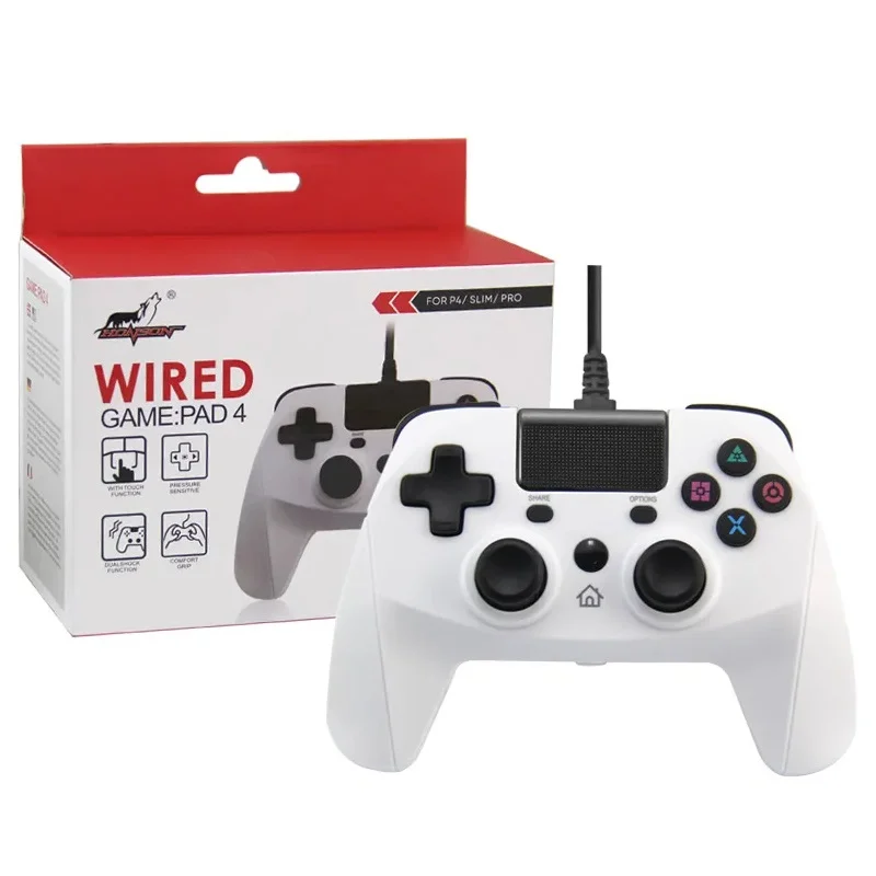 Controle Usb Com Fio Para Playstation 4 Ps3 Computador Branco Controle Usb Com Fio Para Playstation 4 Ps3 Computador Branco