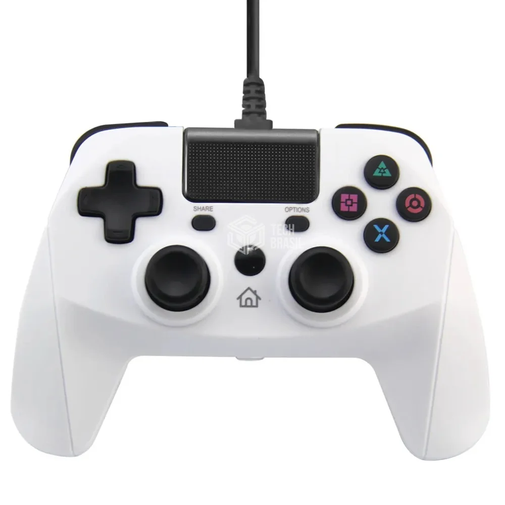 Controle Usb Com Fio Para Playstation 4 Ps3 Computador Branco Controle Usb Com Fio Para Playstation 4 Ps3 Computador Branco