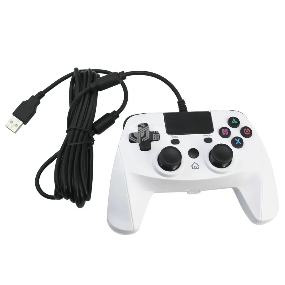 Controle Usb Com Fio Para Playstation 4 Ps3 Computador Branco Controle Usb Com Fio Para Playstation 4 Ps3 Computador Branco