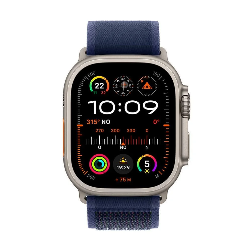 Apple Watch Ultra 2 Gps + Cellular • Caixa Natural De Titânio De 49 Mm • Pulseira Loop Trail Azul – M/g