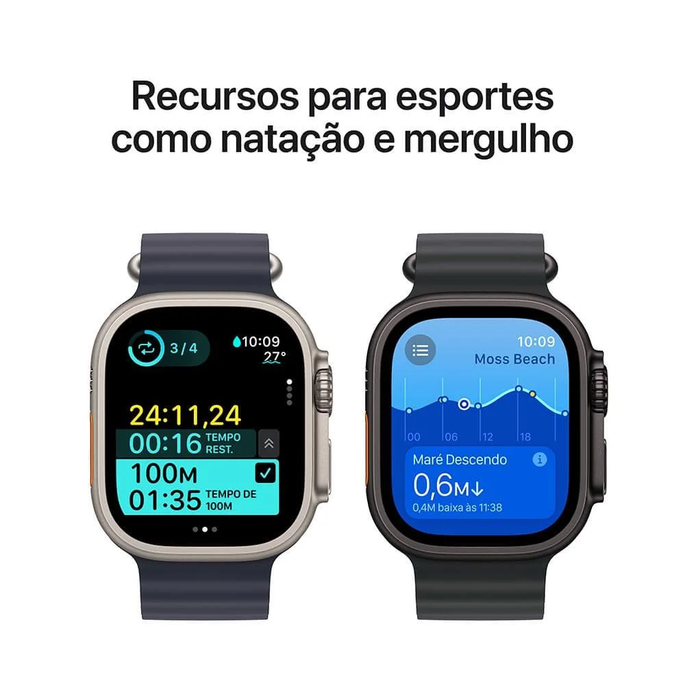 Apple Watch Ultra 2 Gps + Cellular • Caixa Natural De Titânio De 49 Mm • Pulseira Loop Trail Azul – M/g