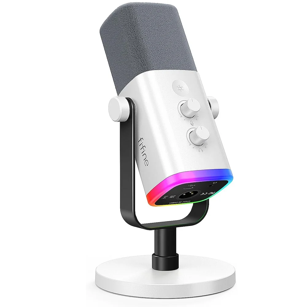 FIFINE AmpliGame AM8W RGBコンデンサーマイク セット KaBuM Aperte o K e evolua em Tecnologia e Games