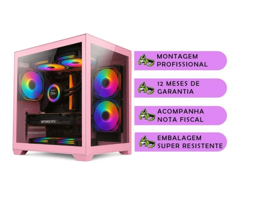 PC Gamer Rosa Pink Feminino Intel I5 3470 Geforce Gt 730 4gb Memoria 16gb SSD 240GB Monitor em Campinas - foto 2