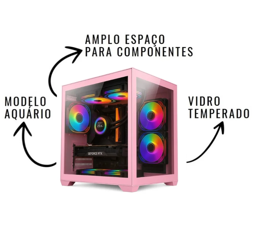 PC Gamer Rosa Pink Feminino Intel I5 3470 Geforce Gt 730 4gb Memoria 16gb SSD 240GB Monitor em Campinas - foto 3