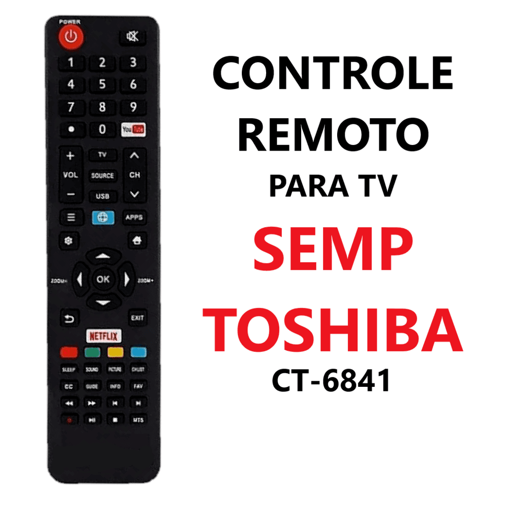 Controle Remoto Tv Semp Toshiba Netflix/youtube Ct-6841 -9029