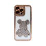 Capa Celular Compatível Iphone 15 Com Urso De Diamante Luxo Cor:dourado