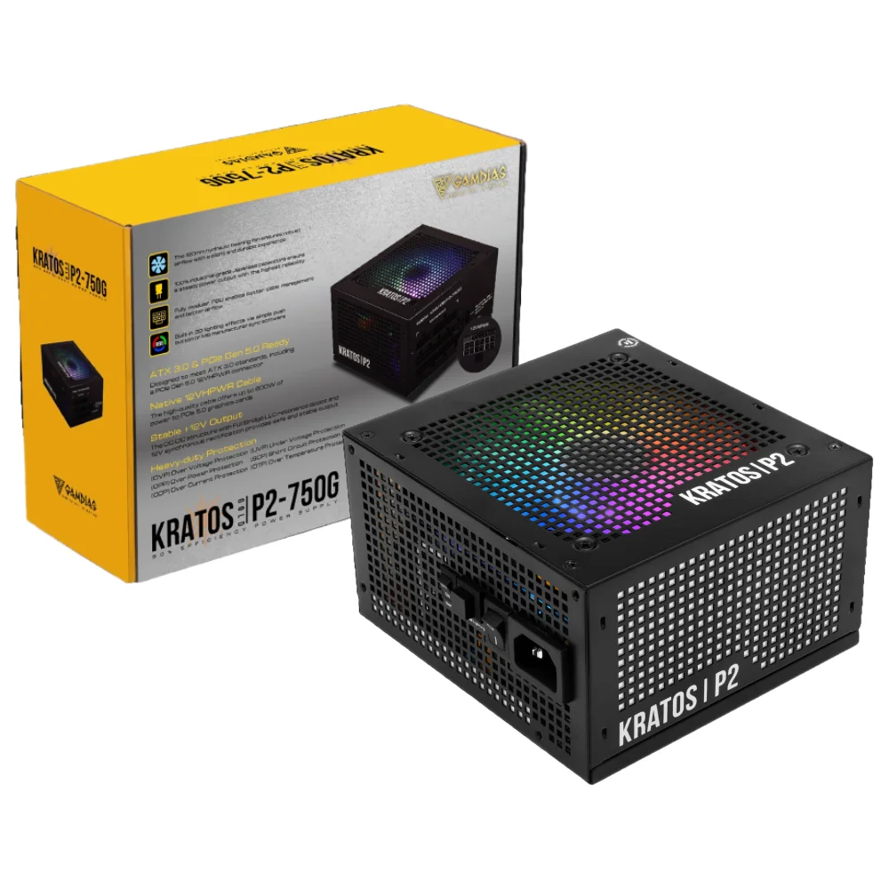 Fonte Gamdias Kratos P2-750g RGB 750w Pfc Ativo 80 Plus Gold P2-750 (l.a.). Fonte Gamdias Kratos P2-750g RGB 750w Pfc Ativo 80 Plus Gold P2-750 (l.a.).