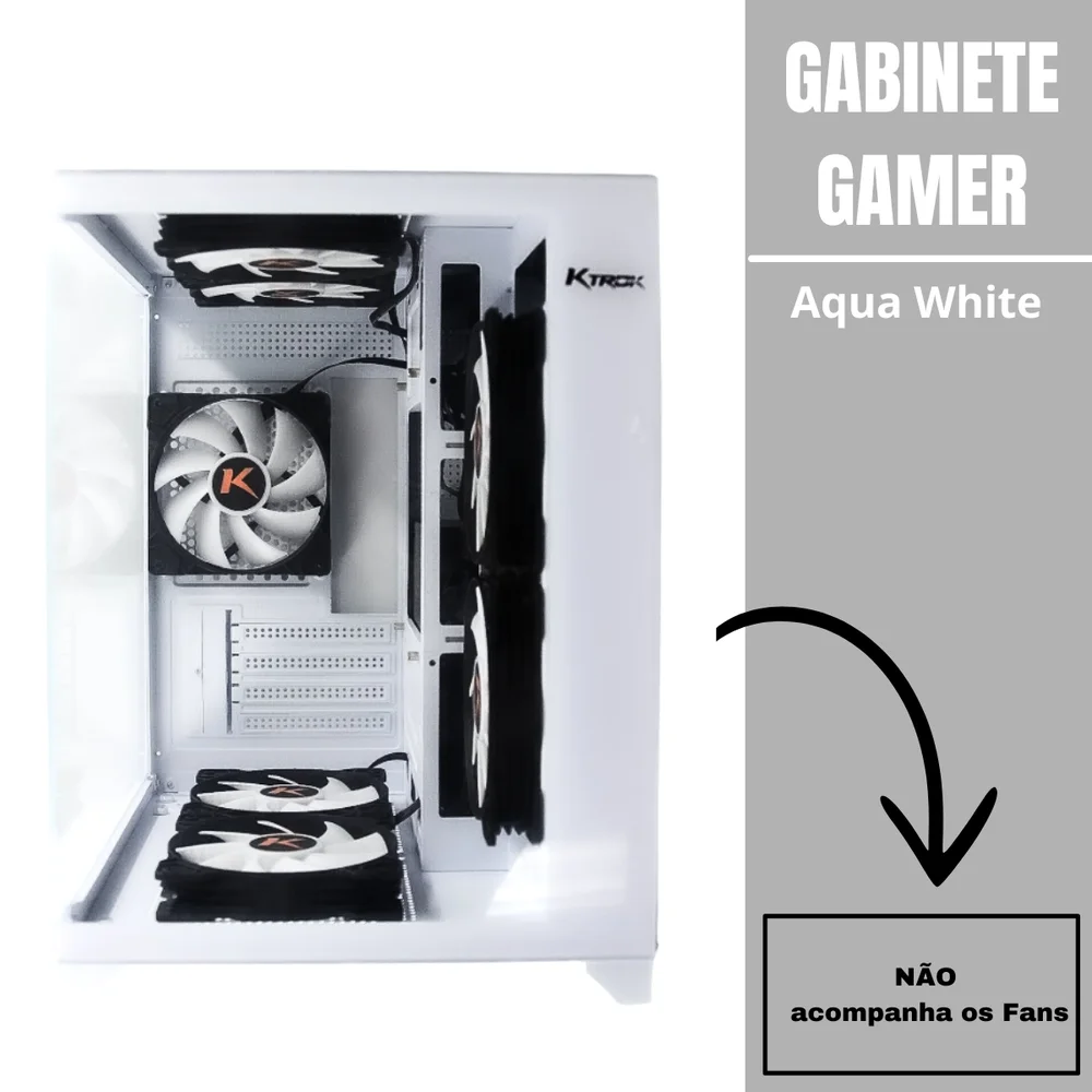 Gabinete Gamer Cubo Branco Aqua White Lateral Frente Vidro Gabinete Gamer Cubo Branco Aqua White Lateral Frente Vidro