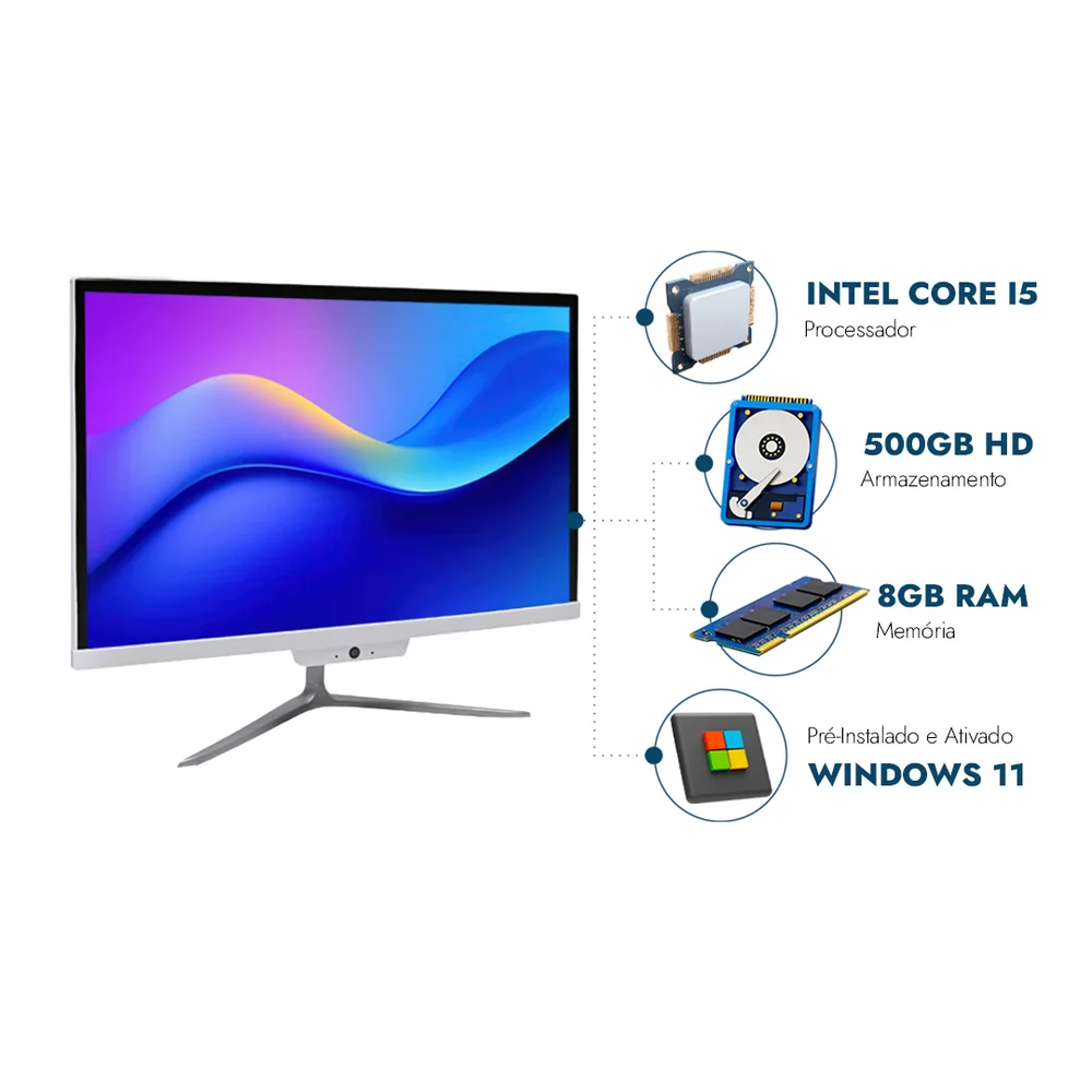 "Computador All In One 21,5"" Intel Core i5, 8GB Ram, Hd 500gb, Webcam, Wi-fi, Bluetooth" em Campinas - foto 2