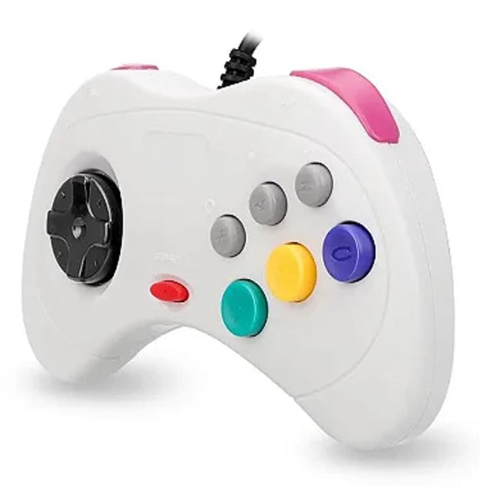 Controle Sega Saturn Usb Para PC Branco - Street Fighter Controle 6 Botões