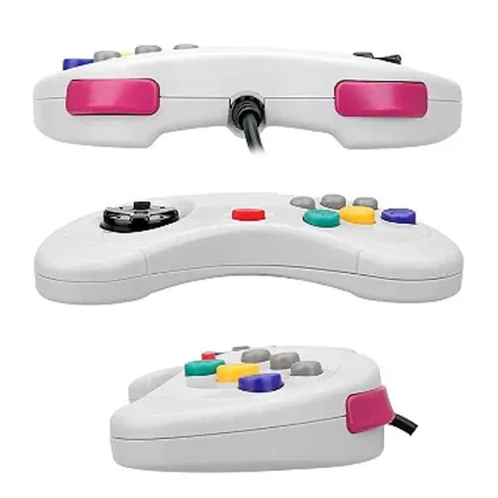 Controle USB Sega Saturn Branco para PC 6 Botões