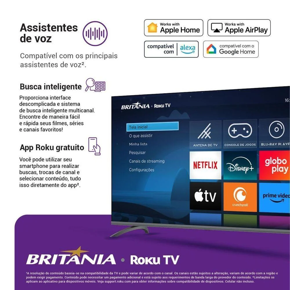 Smart 50” Britânia Roku LED Dolby Audio Bivolt Smart 50” Britânia Roku LED Dolby Audio Bivolt