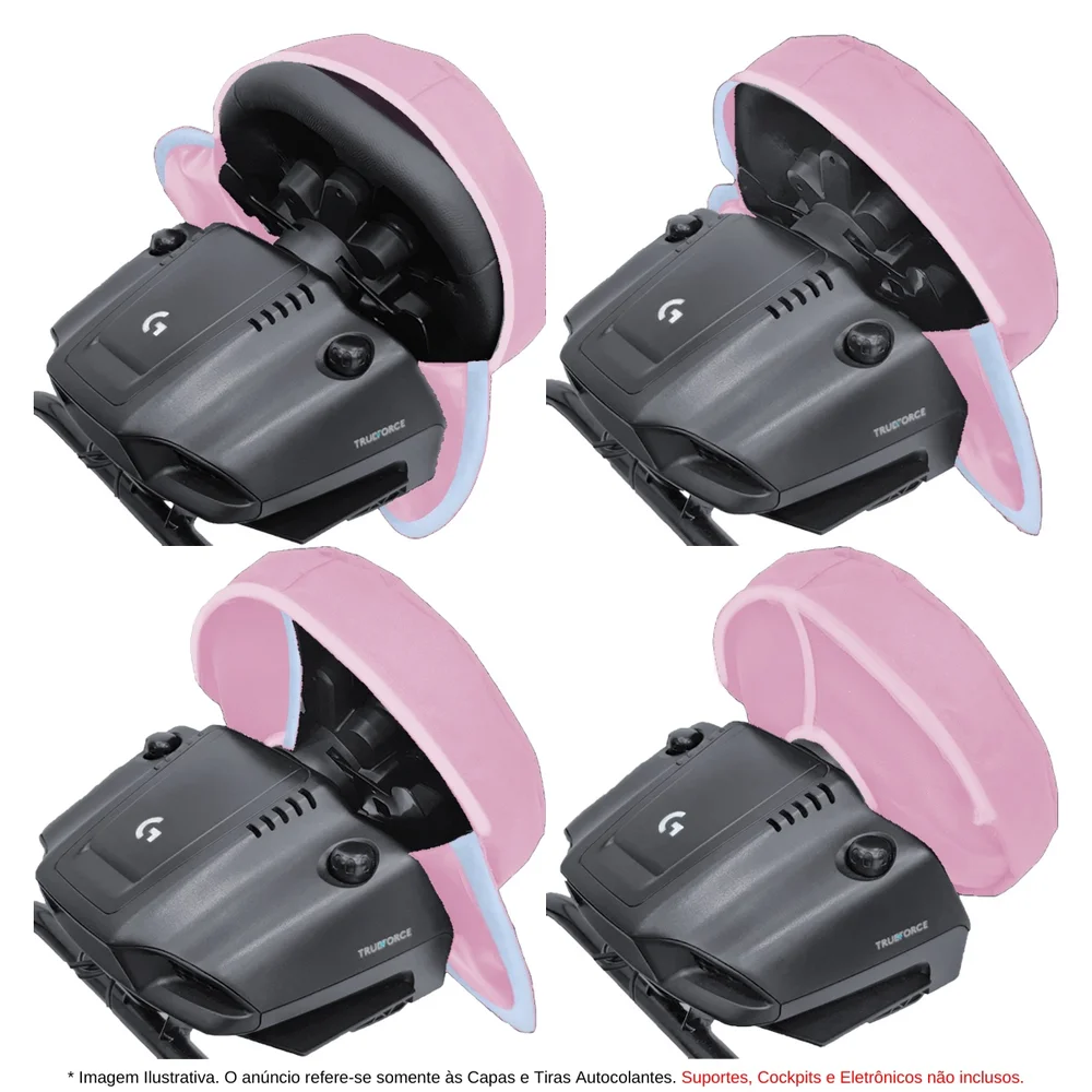 Kit Capas Protetoras Qualicapas Rosa Compatíveis C/ Volante, Base E Pedal G25 G27 G29 G920 G923 Simulador Gamer Logitech