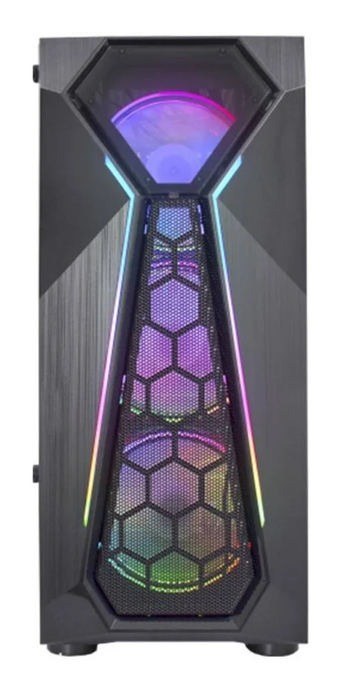 Gabinete Gamer K-mex Warlock Cg-a1d4 LED RGB E Lateral Vidro Cor Preto Gabinete Gamer K-mex Warlock Cg-a1d4 LED RGB E Lateral Vidro Cor Preto