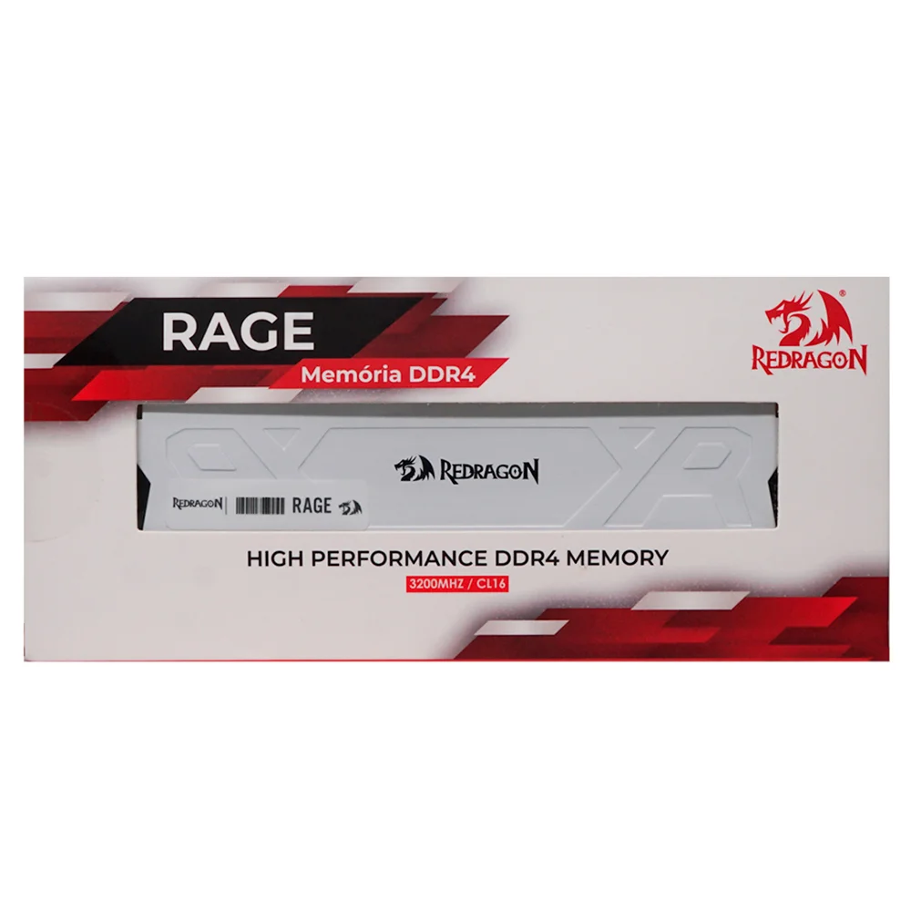 Memoria 8GB Ddr4 3200mhz Redragon Rage Branco Gm-711 Memoria 8GB Ddr4 3200mhz Redragon Rage Branco Gm-711