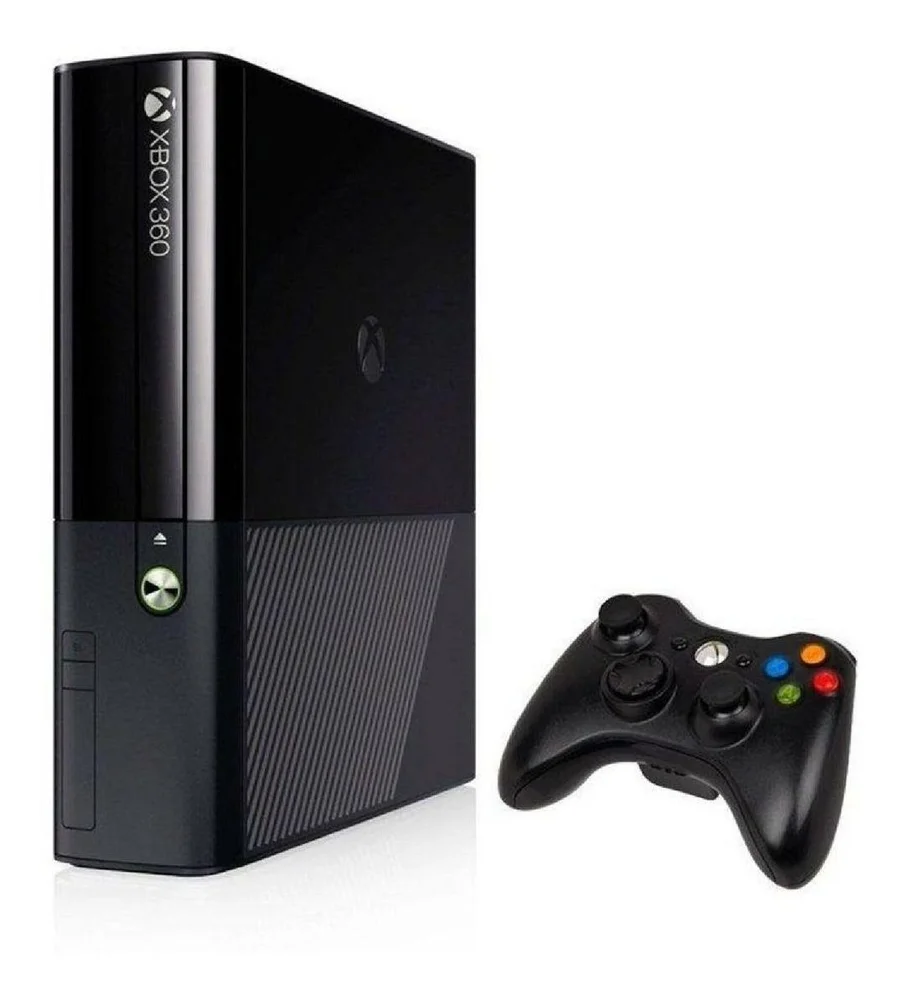 XBOX 360 Super Slim 250gb 2 Controles + Kinect + 5 Jogos Standard Preto