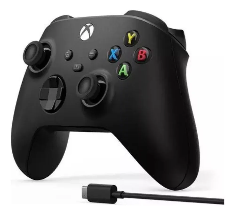 Controle Sem Fio XBOX Microsoft + Cabo Usb – Compatível Com XBOX Series S|x, One E PC – Preto. Controle Sem Fio XBOX Microsoft + Cabo Usb – Compatível Com XBOX Series S|x, One E PC – Preto.
