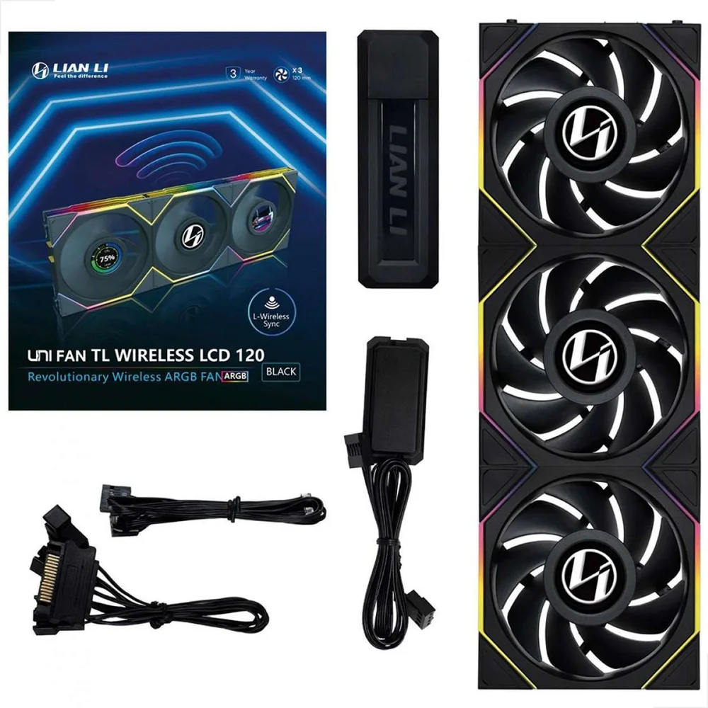 LIANLI UNI FAN TL LCD 120 3個パック　ブラック　黒 Produtos com até 15 OFF no PIX KaBuM