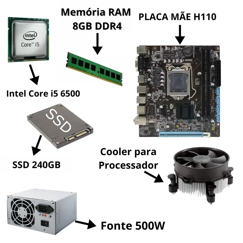PC Computador Gamer Com Fans RGB i5 6500 Placa H110 8GB Ddr4 SSD 240GB 500w - view 3