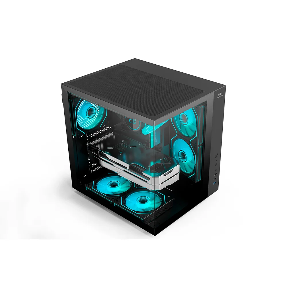 Gabinete Gaming C3tech Aquarius Com Vidro Temperado Sem Fonte - Mt-g920bk