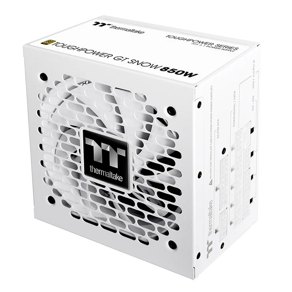 Fonte 850W Thermaltake Toughpower GT Snow ATX 3.1 PCIe 5.1 80 Plus Gold Full Modular Branca PS-TPT-0850FNFAGB-W