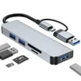 Hub Usb-c 5 Em 1 Com Leitor De Cartão De Memória E 3 Portas Usb 3.0, Para PC, Laptops, Macbook Pro/air, Imac Pro, Surface E Tablet